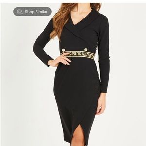 Black dress with Greek key detail